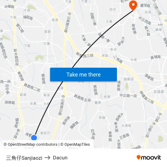 三角仔Sanjiaozi to Dacun map