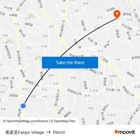 番婆里Fanpo Village to Dacun map