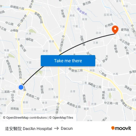 道安醫院 Dao'An Hospital to Dacun map