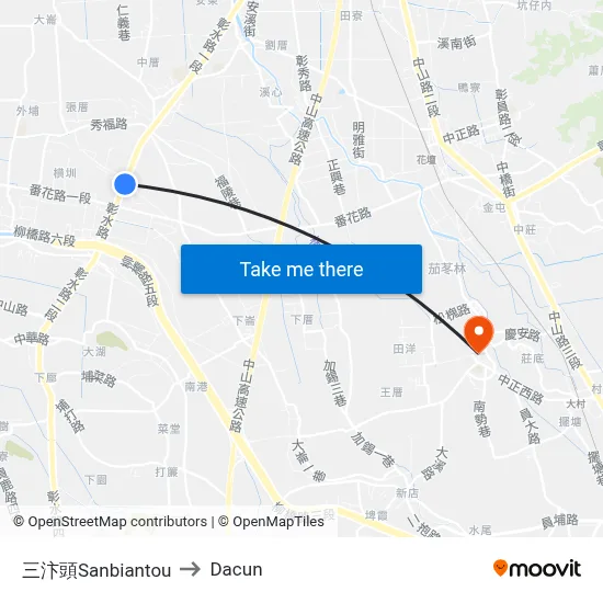 三汴頭Sanbiantou to Dacun map