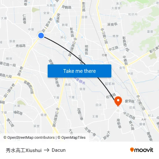 秀水高工Xiushui to Dacun map