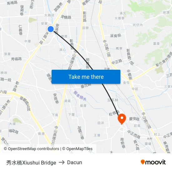 秀水橋Xiushui Bridge to Dacun map