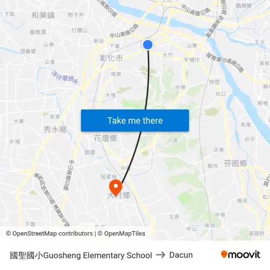 國聖國小Guosheng Elementary School to Dacun map