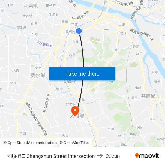 長順街口Changshun Street Intersection to Dacun map
