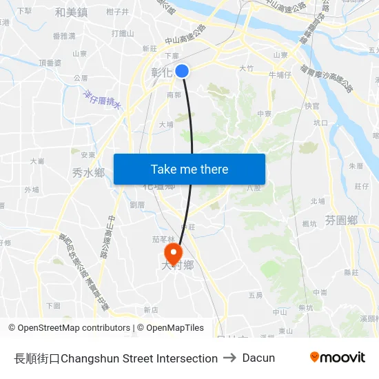 長順街口Changshun Street Intersection to Dacun map