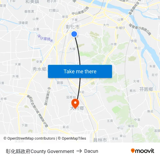 彰化縣政府County Government to Dacun map