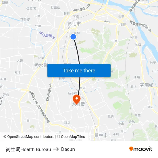 衛生局Health Bureau to Dacun map