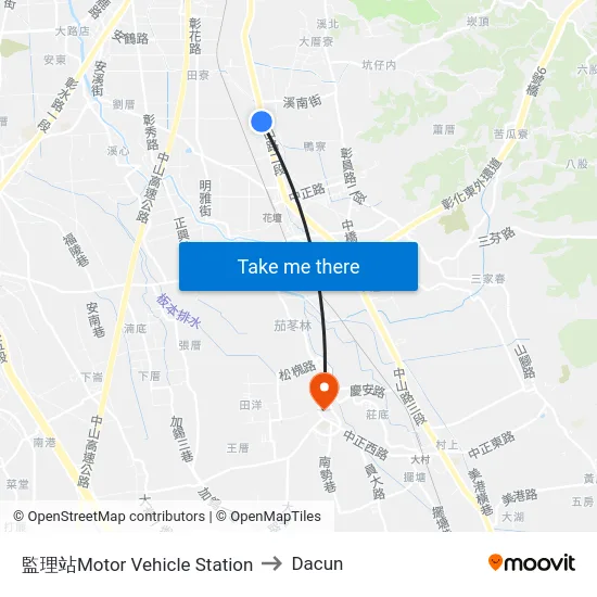 監理站Motor Vehicle Station to Dacun map