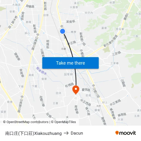 南口庄(下口莊)Xiakouzhuang to Dacun map