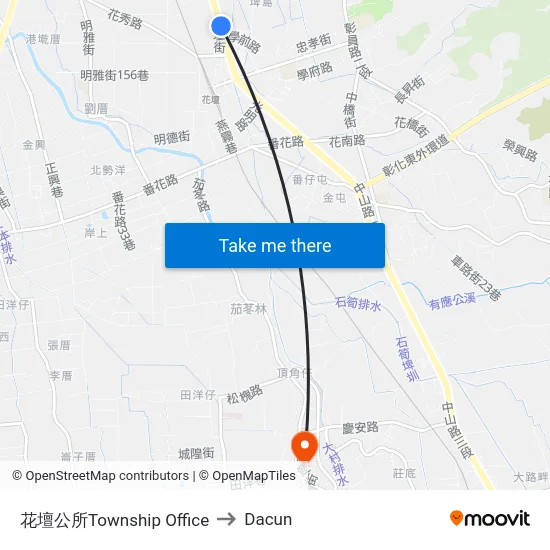 花壇公所Township Office to Dacun map