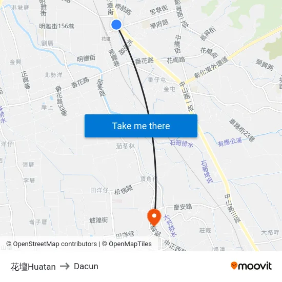 花壇Huatan to Dacun map