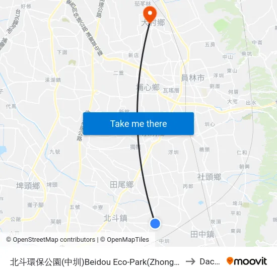 北斗環保公園(中圳)Beidou  Eco-Park(Zhongzun) to Dacun map