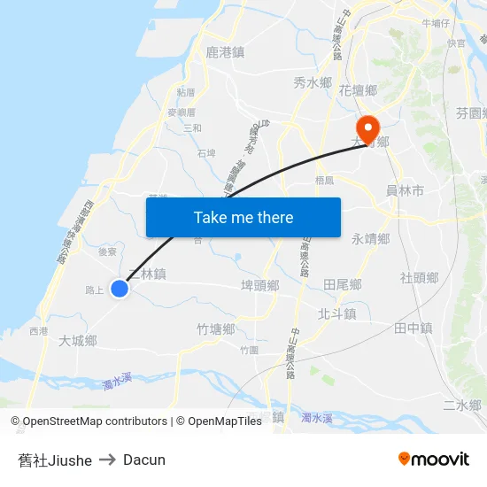 舊社Jiushe to Dacun map