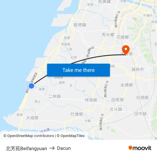 North Fangyuan to Dacun map
