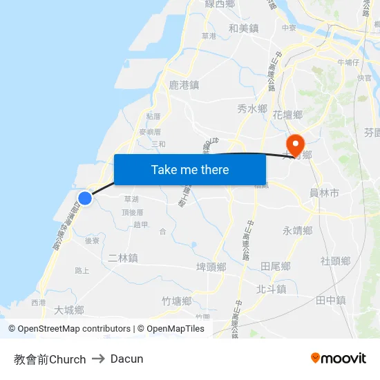 教會前Church to Dacun map