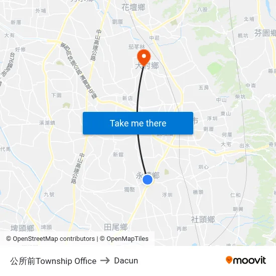 公所前Township Office to Dacun map