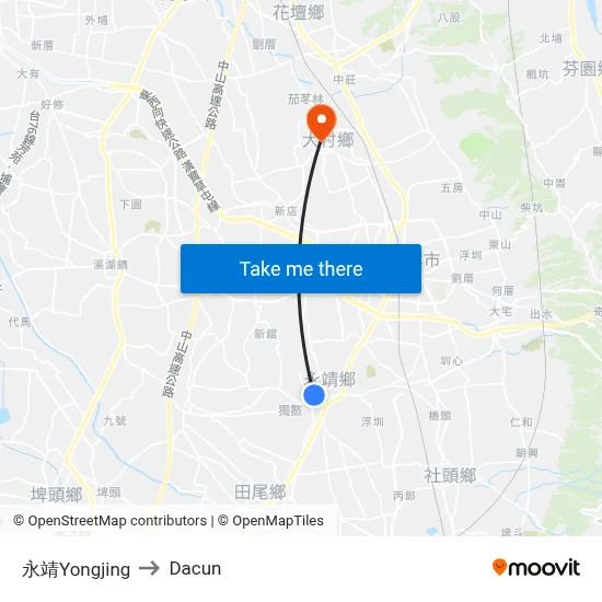永靖Yongjing to Dacun map