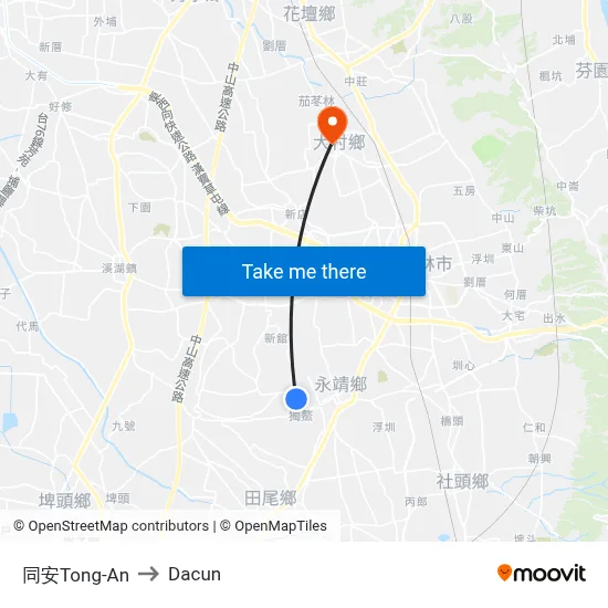 同安Tong-An to Dacun map