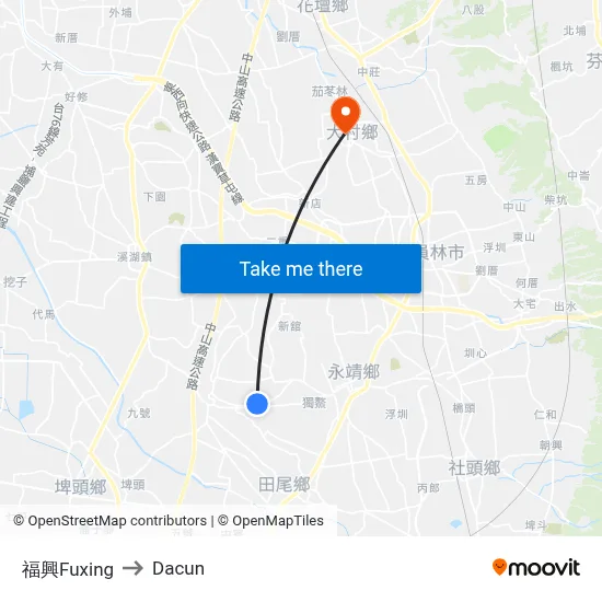 福興Fuxing to Dacun map