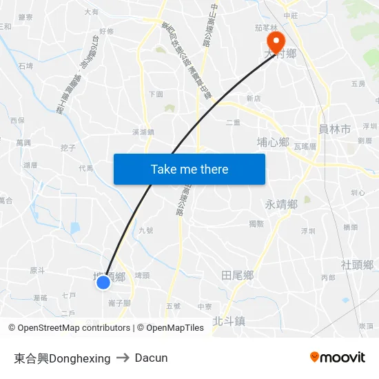 東合興Donghexing to Dacun map