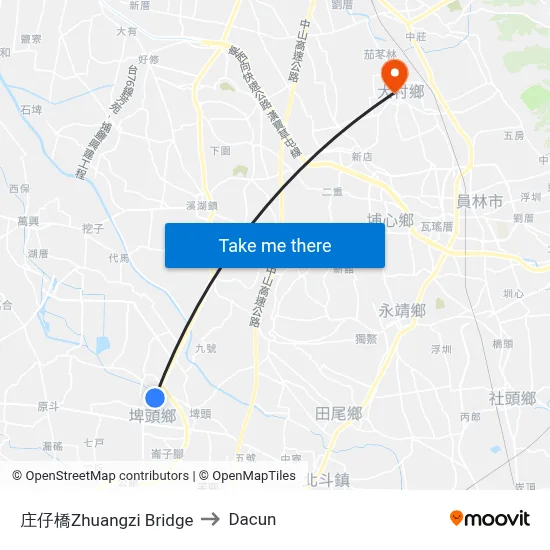 庄仔橋Zhuangzi Bridge to Dacun map