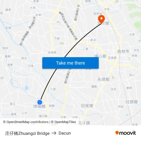 庄仔橋Zhuangzi Bridge to Dacun map