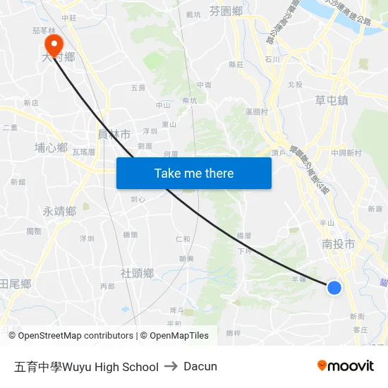 五育中學Wuyu High School to Dacun map