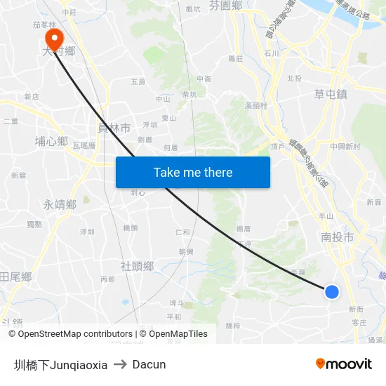 圳橋下Junqiaoxia to Dacun map