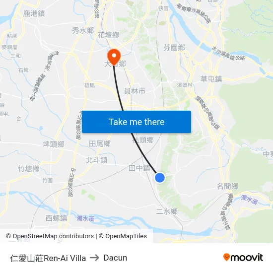 仁愛山莊Ren-Ai Villa to Dacun map