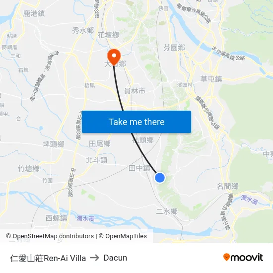 仁愛山莊Ren-Ai Villa to Dacun map
