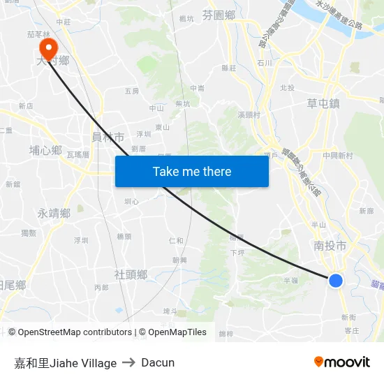 Jiahe Village to Dacun map