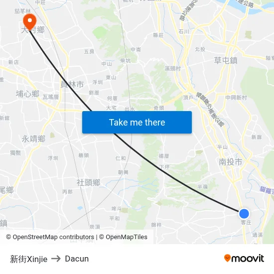 新街Xinjie to Dacun map