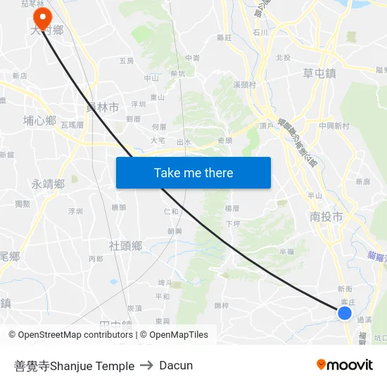 善覺寺Shanjue Temple to Dacun map