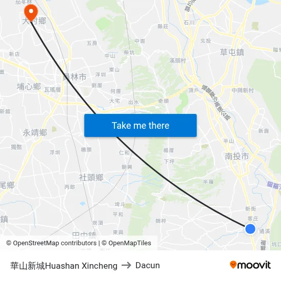 華山新城Huashan Xincheng to Dacun map