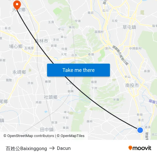 百姓公Baixinggong to Dacun map