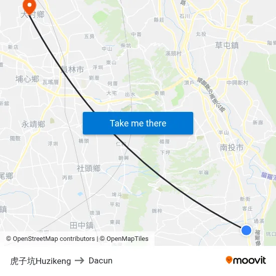 虎子坑Huzikeng to Dacun map