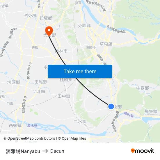 湳雅埔Nanyabu to Dacun map