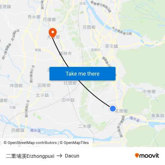 二重埔溪Erzhongpuxi to Dacun map
