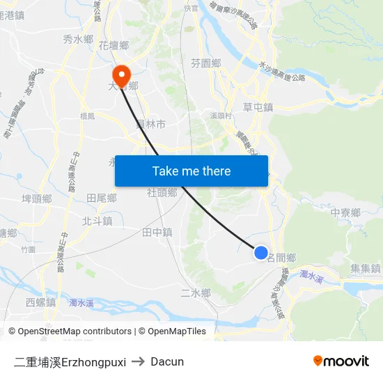 二重埔溪Erzhongpuxi to Dacun map