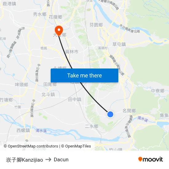 崁子腳Kanzijiao to Dacun map