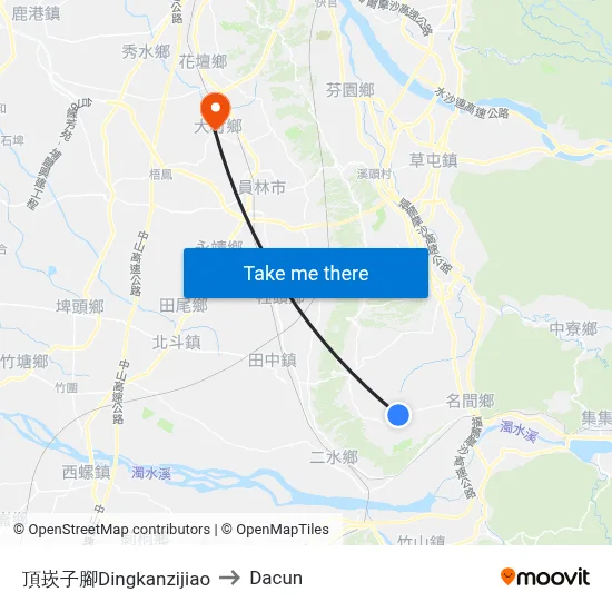 頂崁子腳Dingkanzijiao to Dacun map