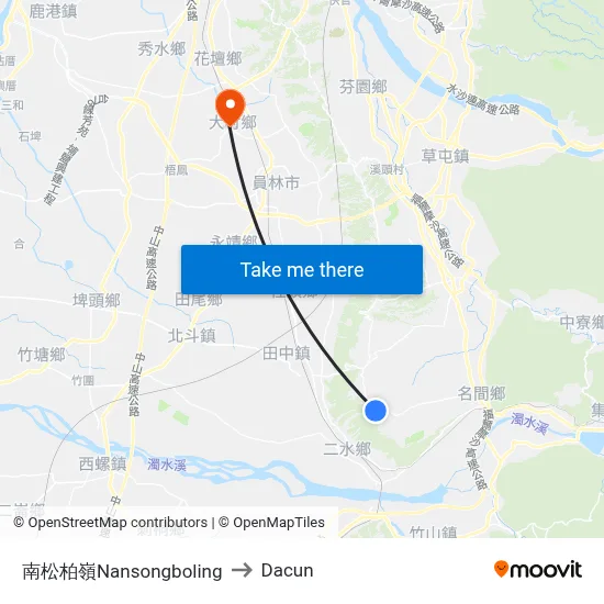 南松柏嶺Nansongboling to Dacun map
