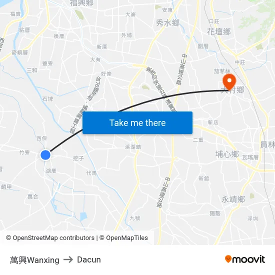 Wanxing to Dacun map