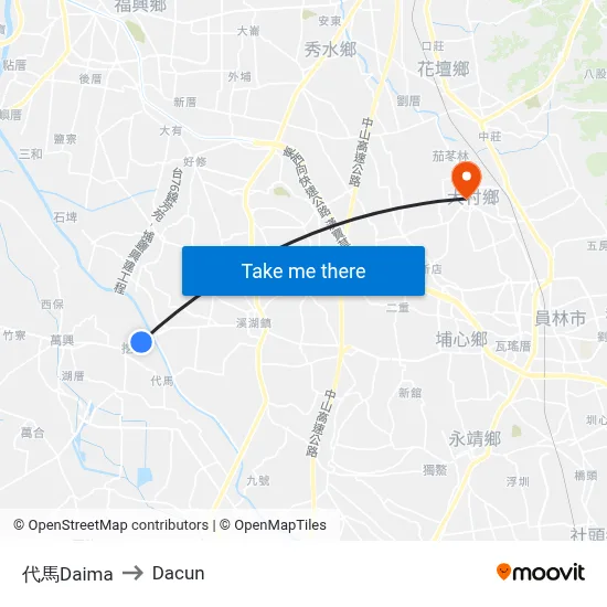 代馬Daima to Dacun map