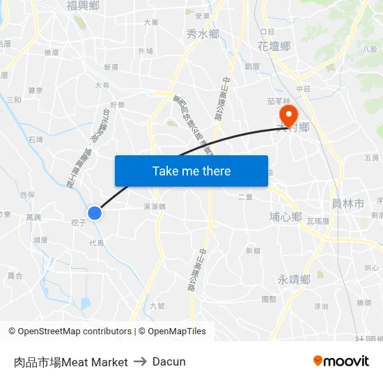 Meat Market to Dacun map