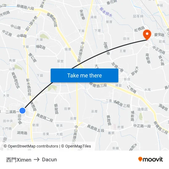 西門Ximen to Dacun map