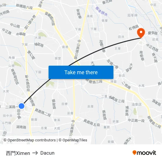 西門Ximen to Dacun map