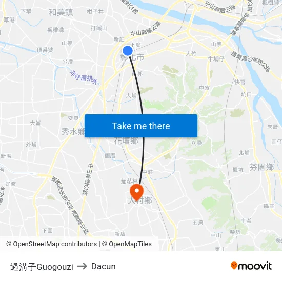 過溝子Guogouzi to Dacun map