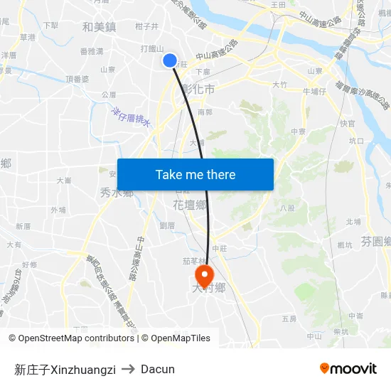 新庄子Xinzhuangzi to Dacun map