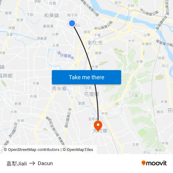 嘉犁Jiali to Dacun map